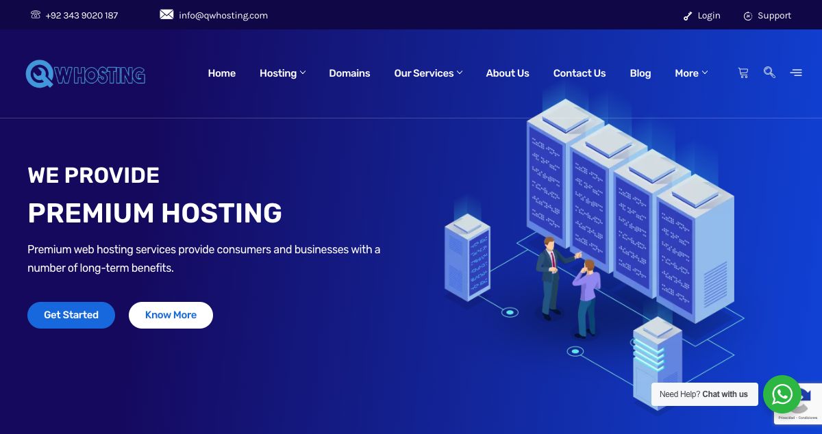 Homepage of QW HOSTING hosting