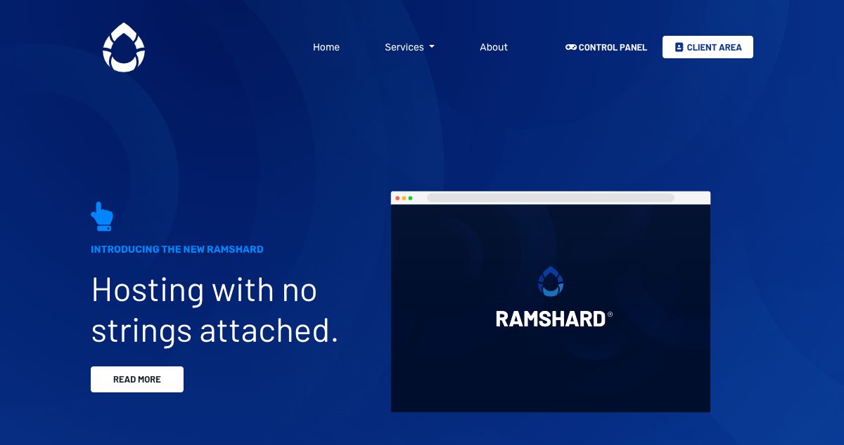 Homepage of RAMShard hosting