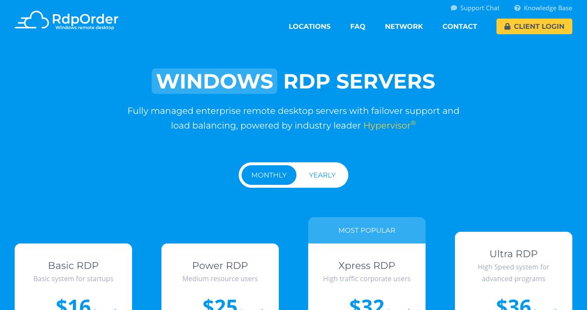 Homepage of RdpOrder hosting