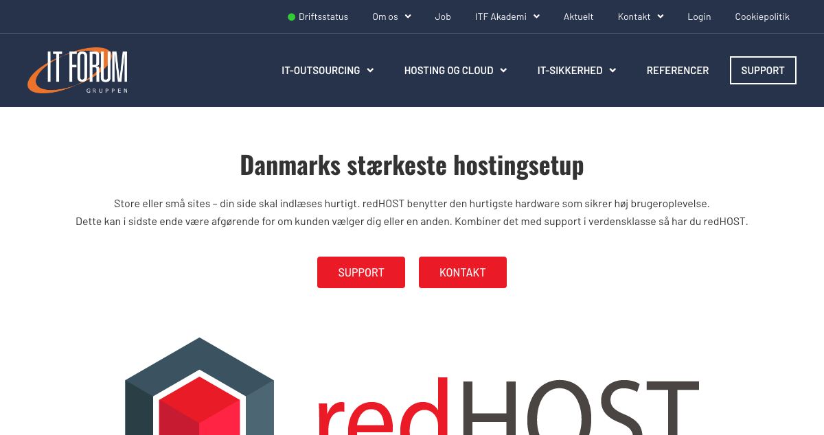 Homepage of redHOST hosting