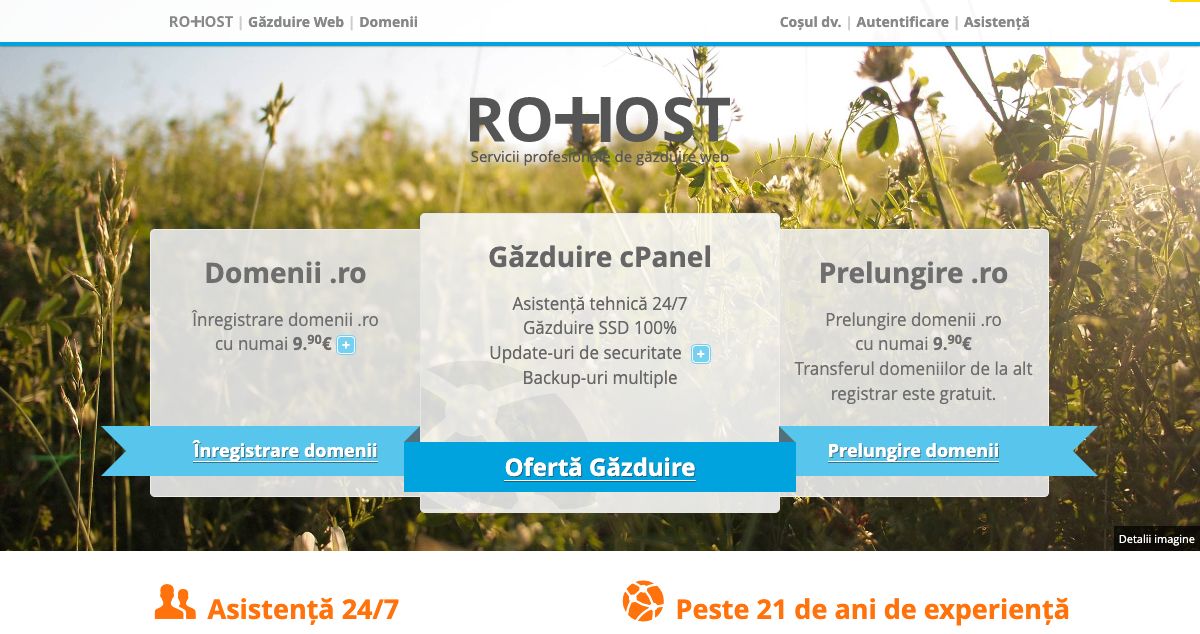 Homepage of Rohost hosting