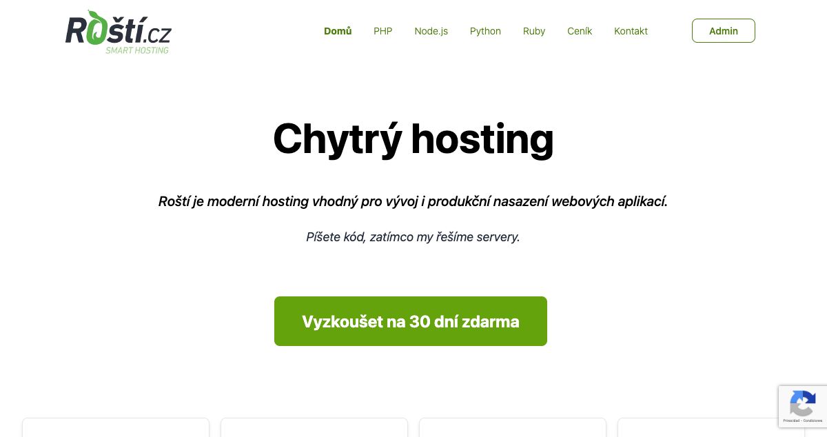 Homepage of Roští.cz hosting