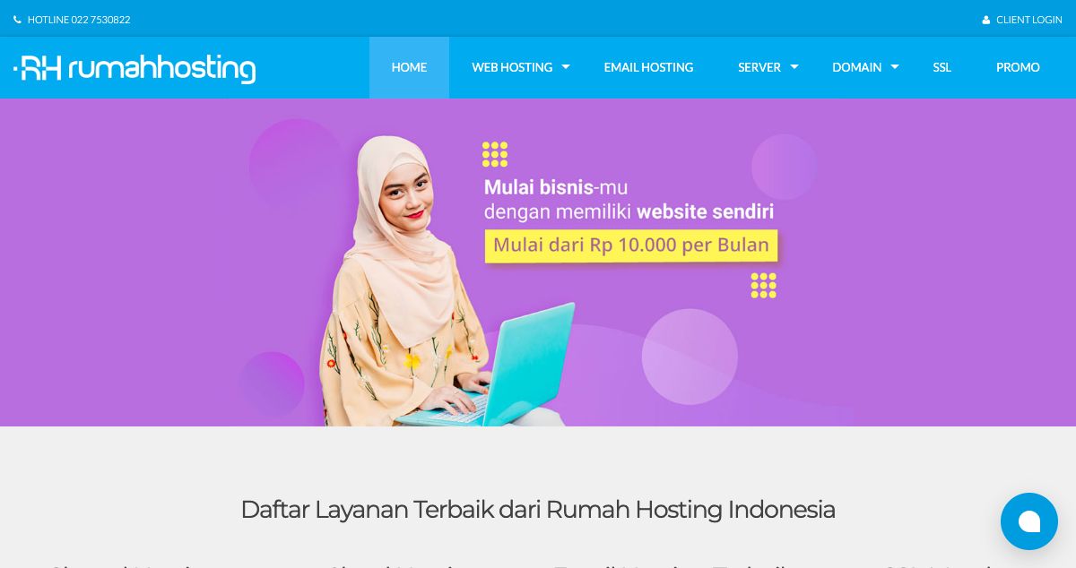 Homepage of Rumah Hosting hosting