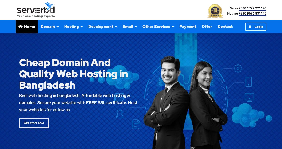 Homepage of Serverbd.net hosting