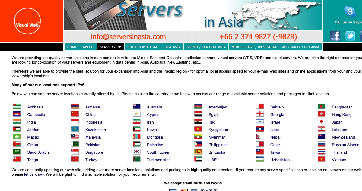 Homepage of Visual Web hosting