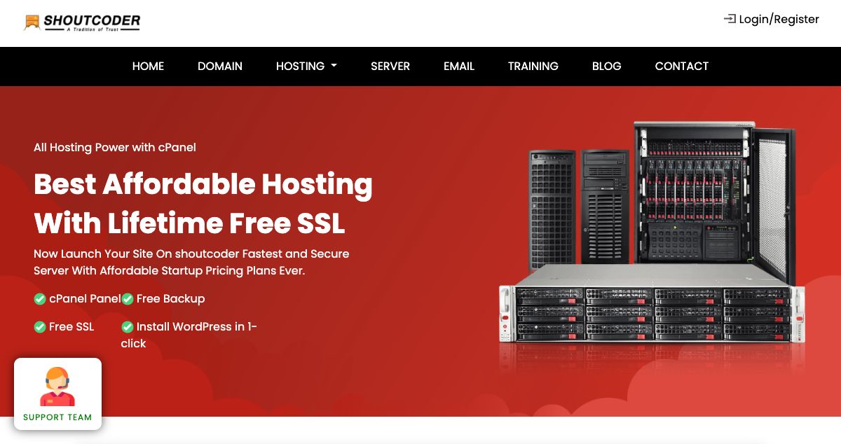 Homepage of Shoutcoder hosting