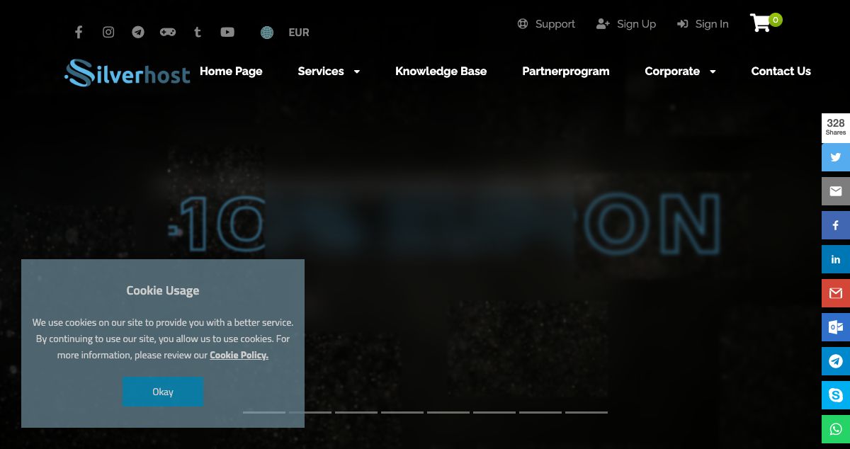 Homepage of SilverHost hosting