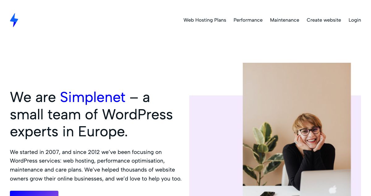 Homepage of Simplenet hosting