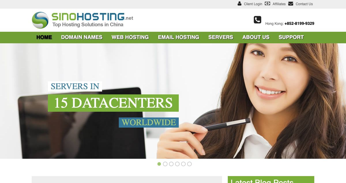 Homepage of Sino Hosting hosting