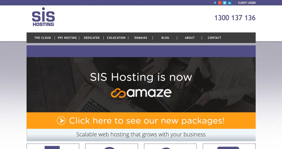 Homepage of SIS Hosting hosting