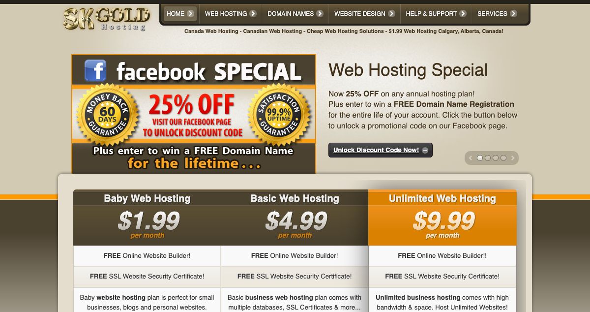 Homepage of SKGOLD Hosting hosting