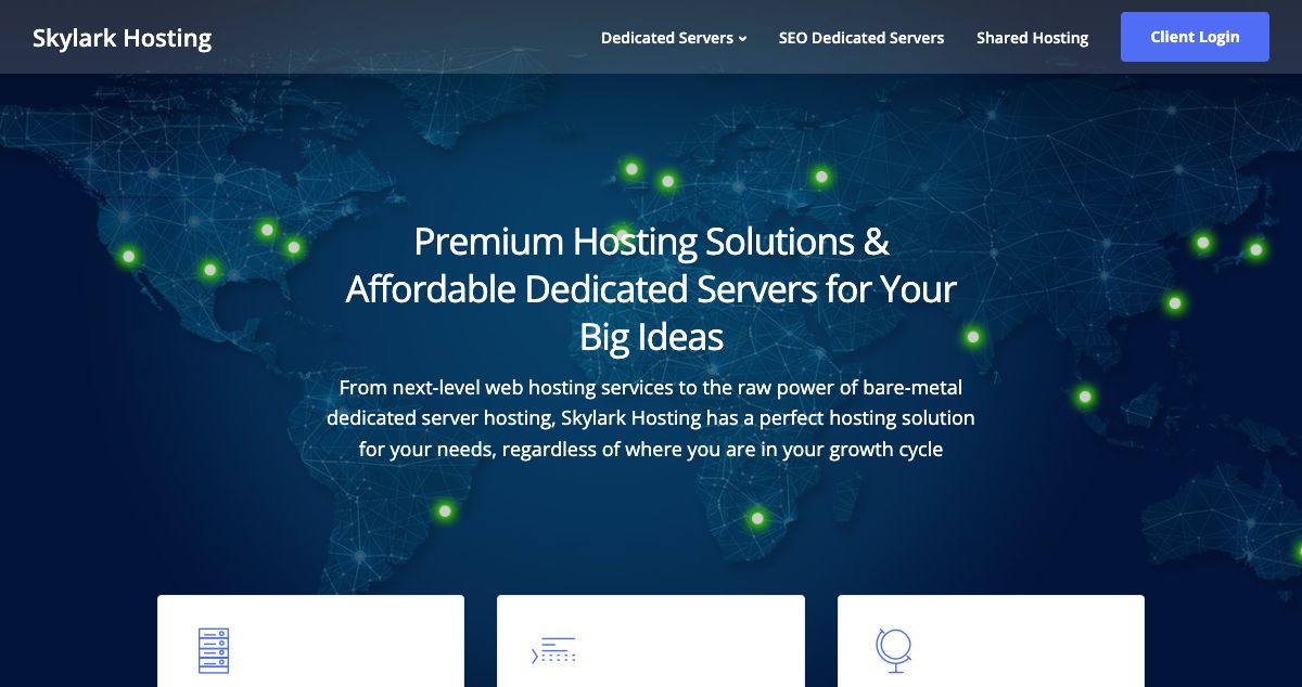 Homepage of Skylark Hosting Inc. hosting