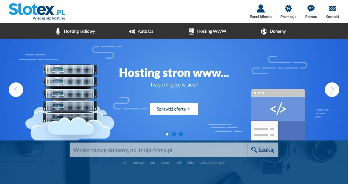 Homepage of Slotex.pl hosting