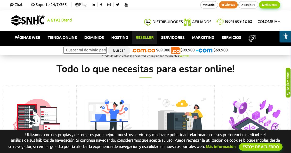 Homepage of Smart Net Hosting Colombia S.A.S hosting