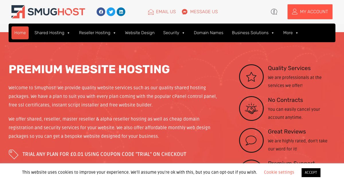 Homepage of Smughost hosting