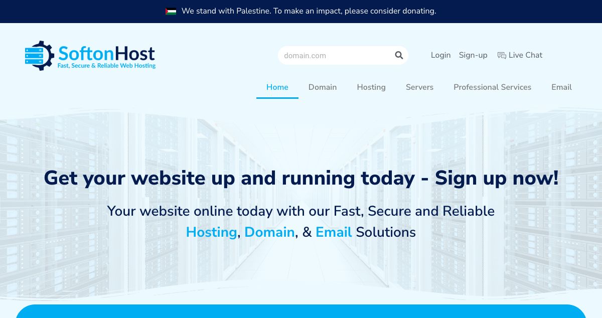 Homepage of SoftonHost Pvt LTD hosting