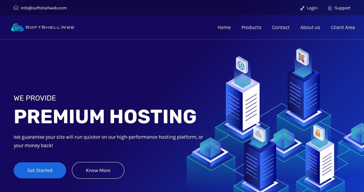 Homepage of SOFTSHELL HOSTING LTD hosting