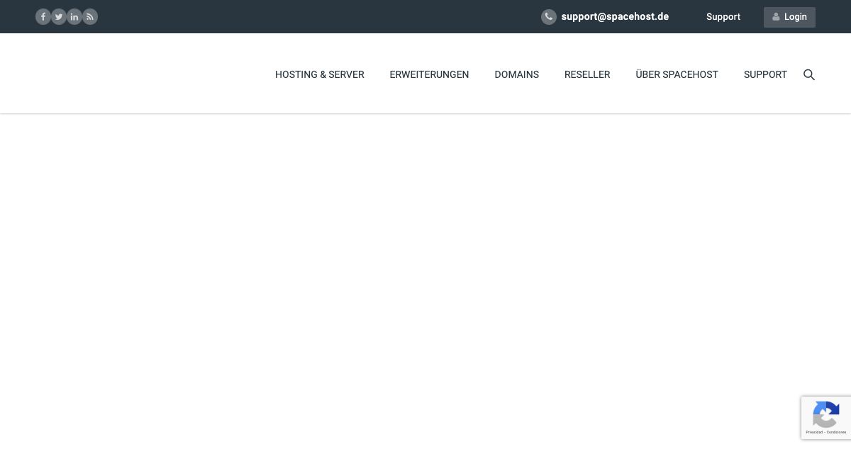 Homepage of SpaceHost hosting