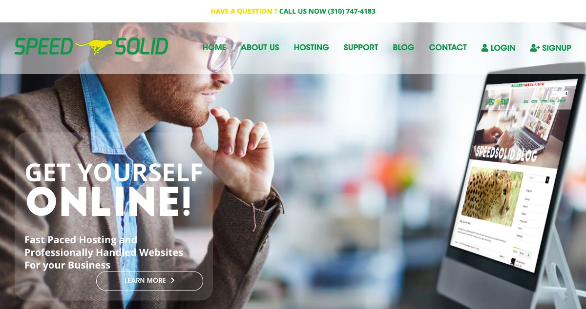 Homepage of Speed Solid hosting