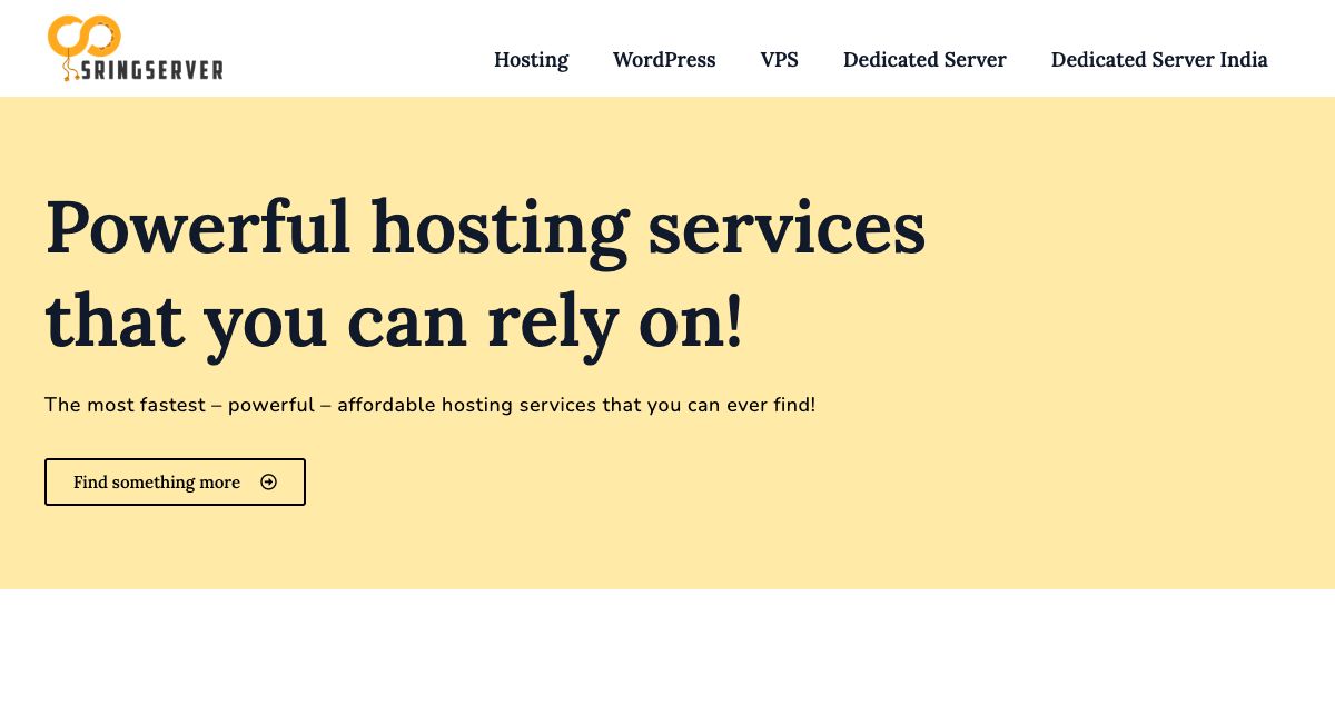 Homepage of SringServer hosting