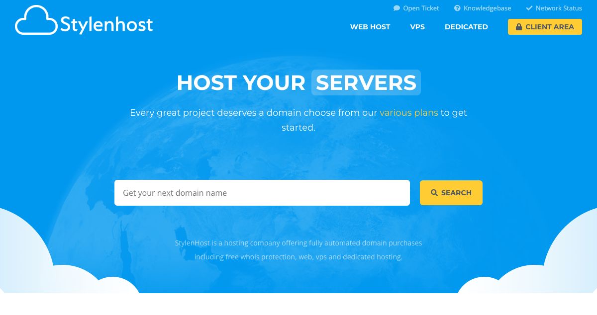 Homepage of StylenHost hosting