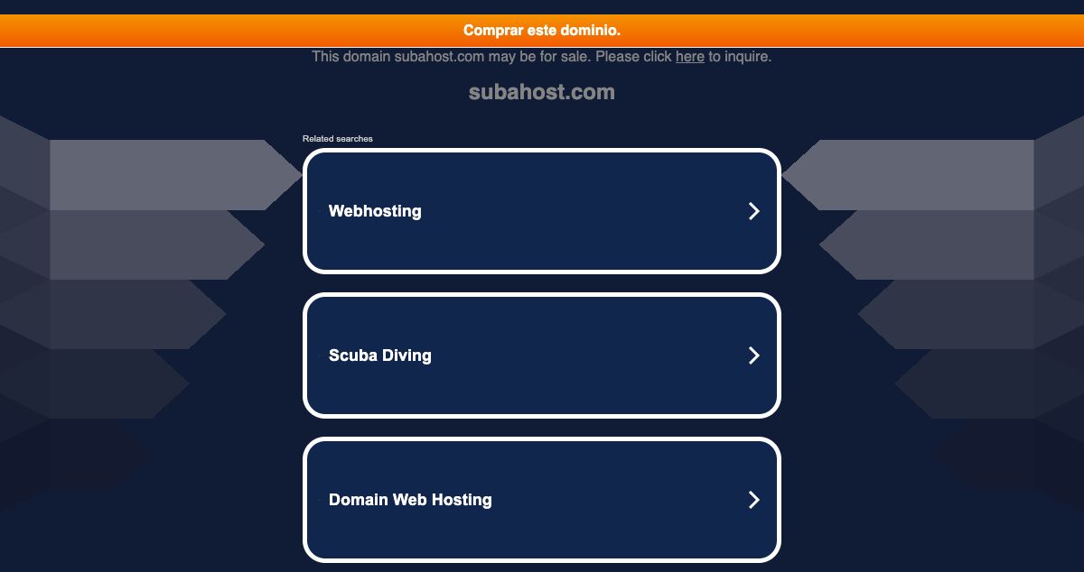 Homepage of Suba Host hosting