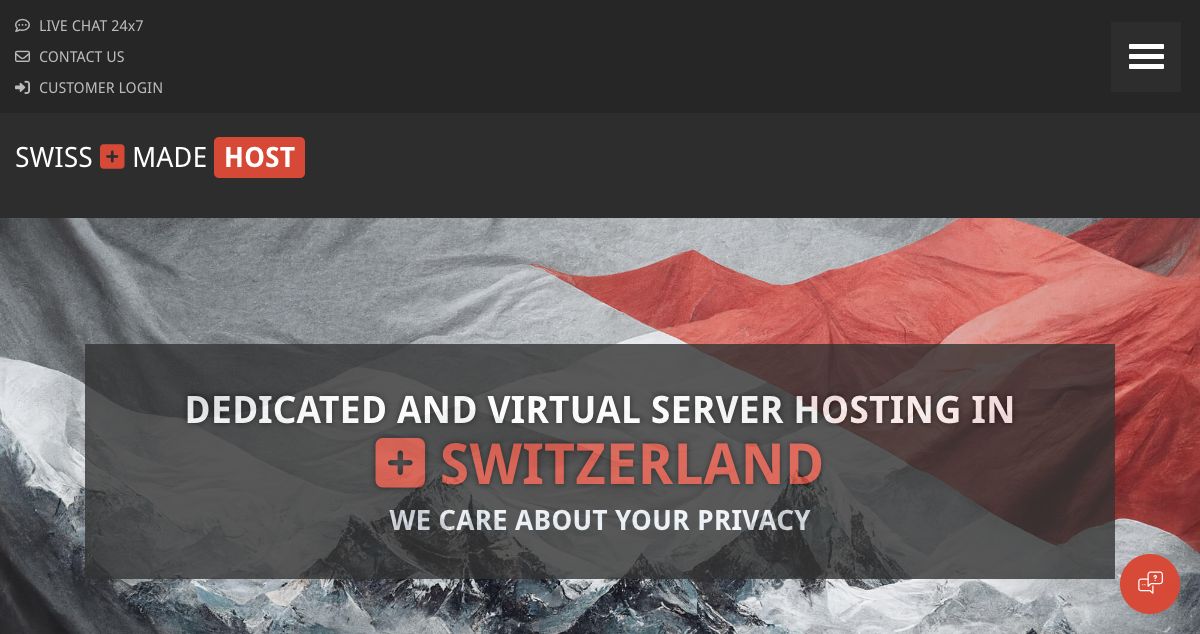 Homepage of SwissMadeHost hosting