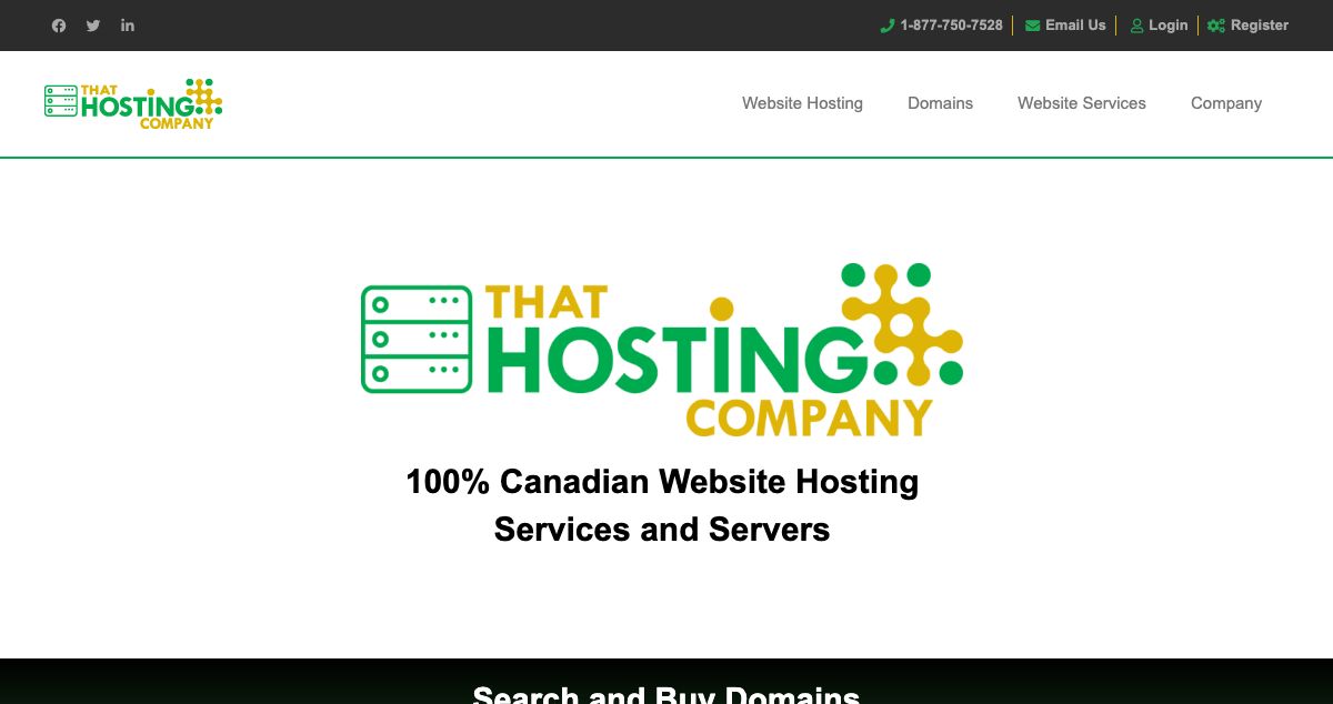 Homepage of That Hosting Company hosting