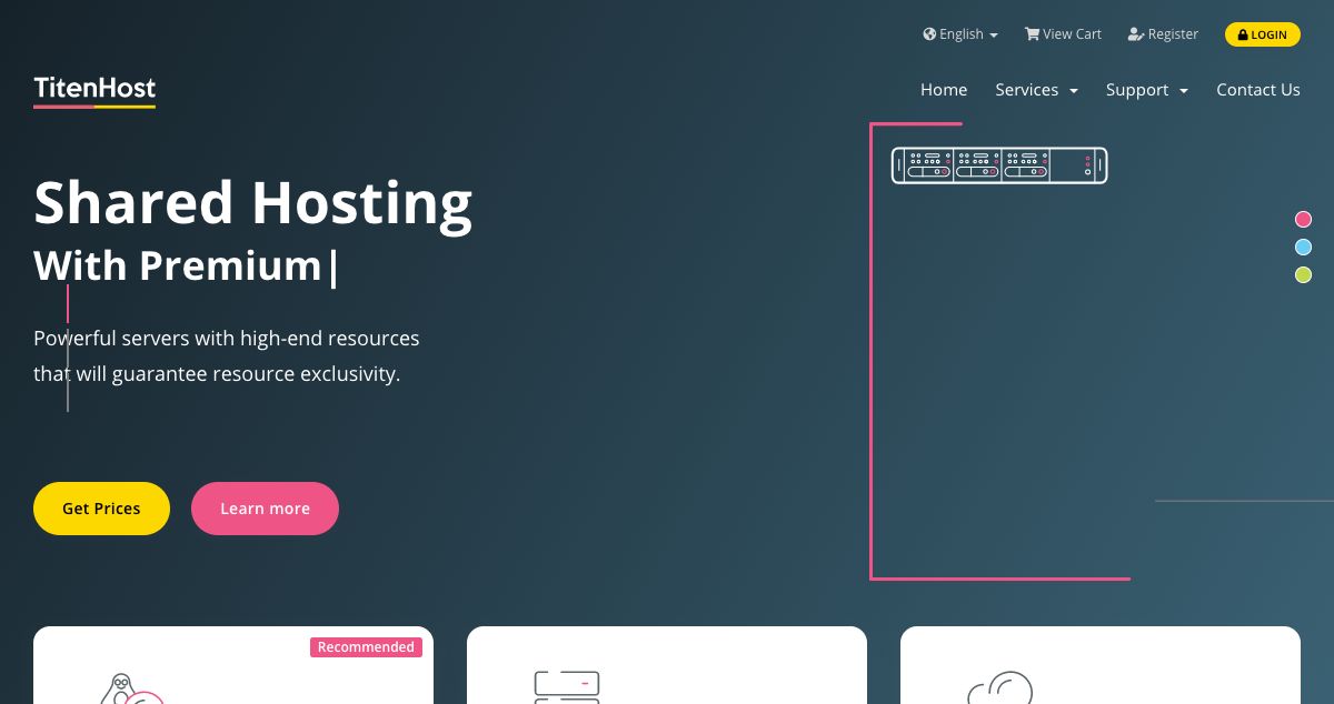 Homepage of TitenHost hosting