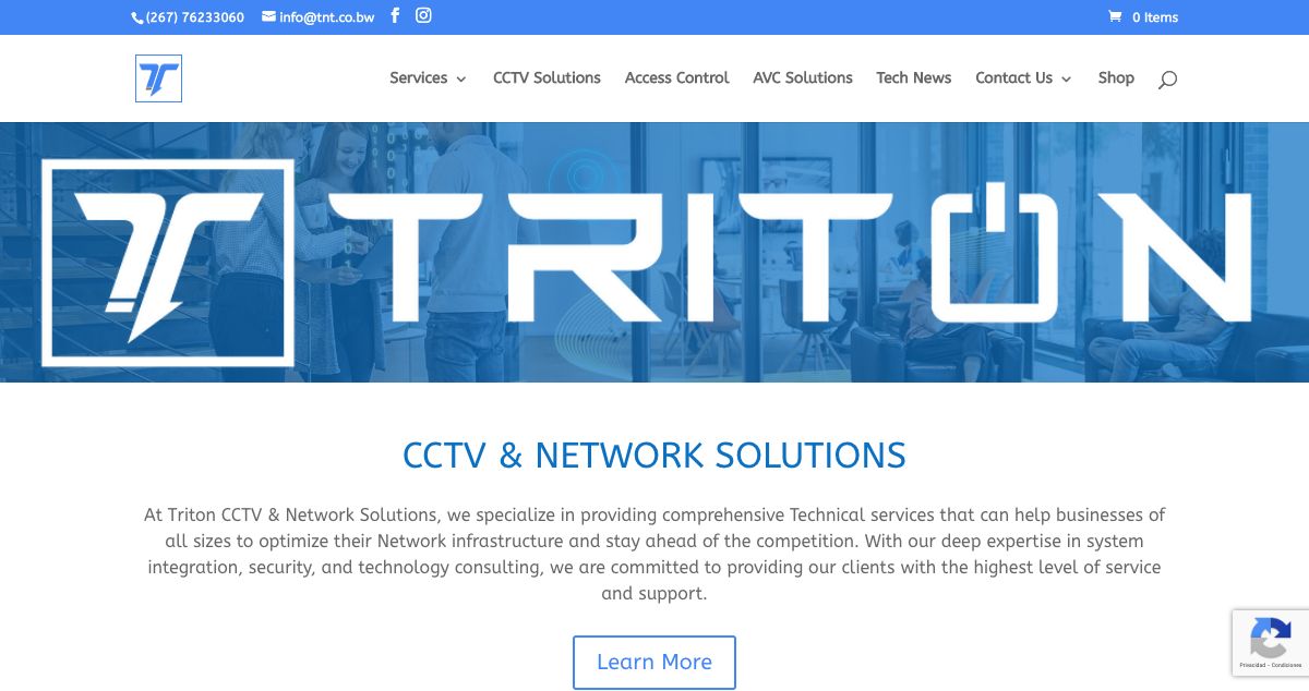 Homepage of Triton Network Technologies hosting