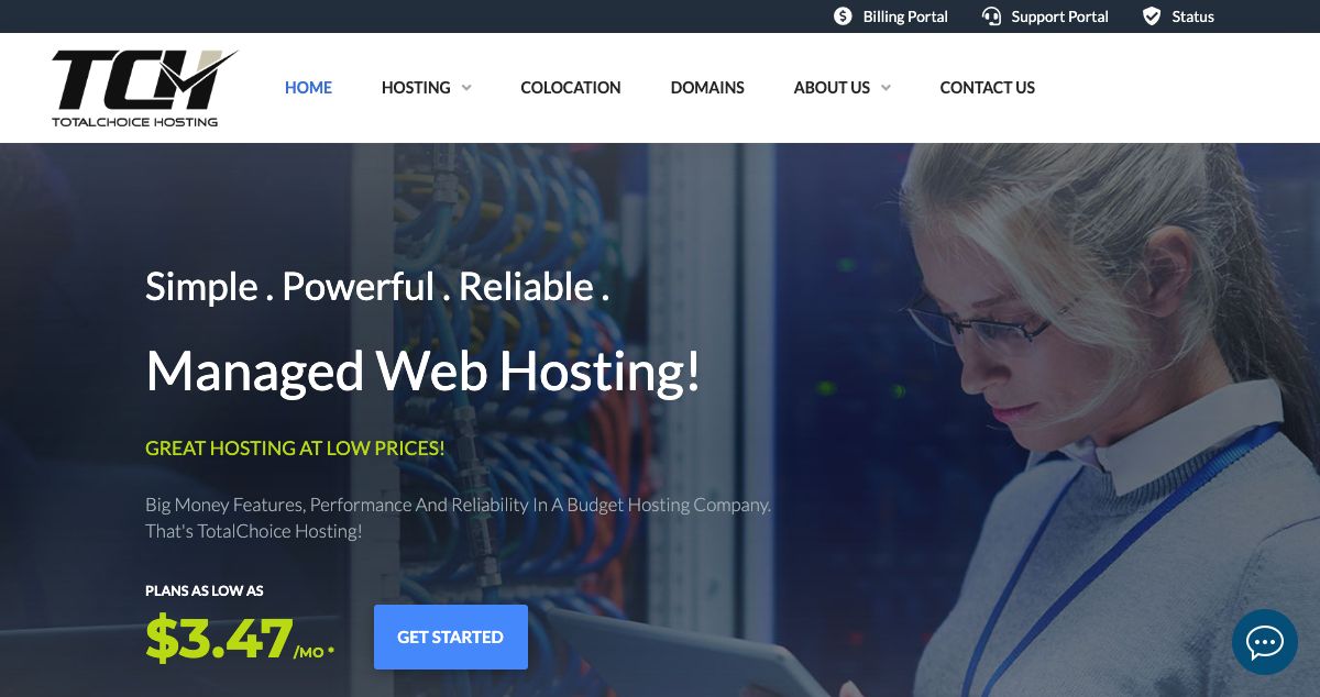 Homepage of Totalchoice Hosting hosting