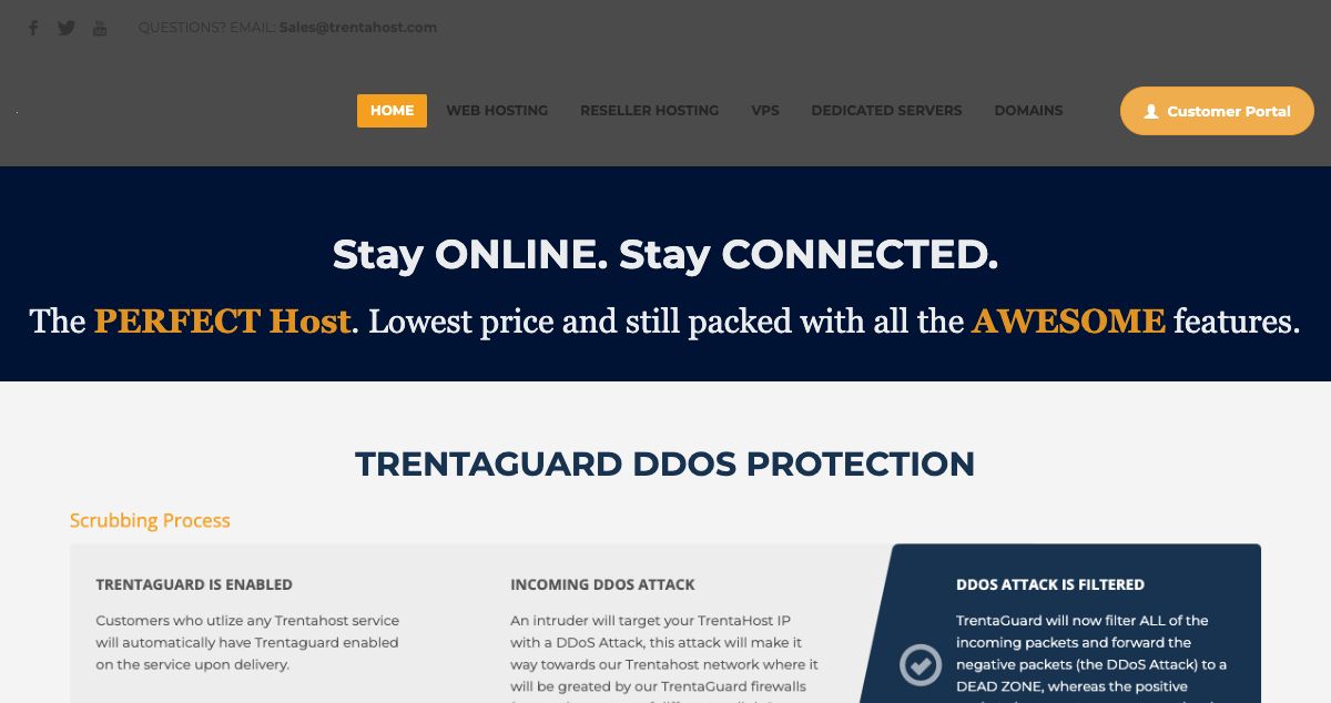 Homepage of TrentaHost INC. hosting