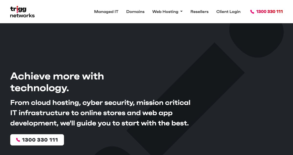 Homepage of Trigg Web hosting