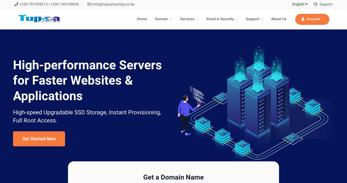 Homepage of Tupoa Hosting hosting