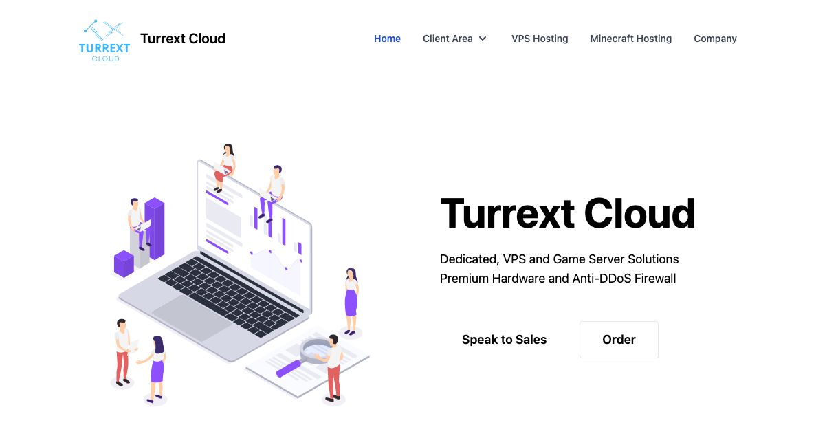 Homepage of Turrext Cloud hosting