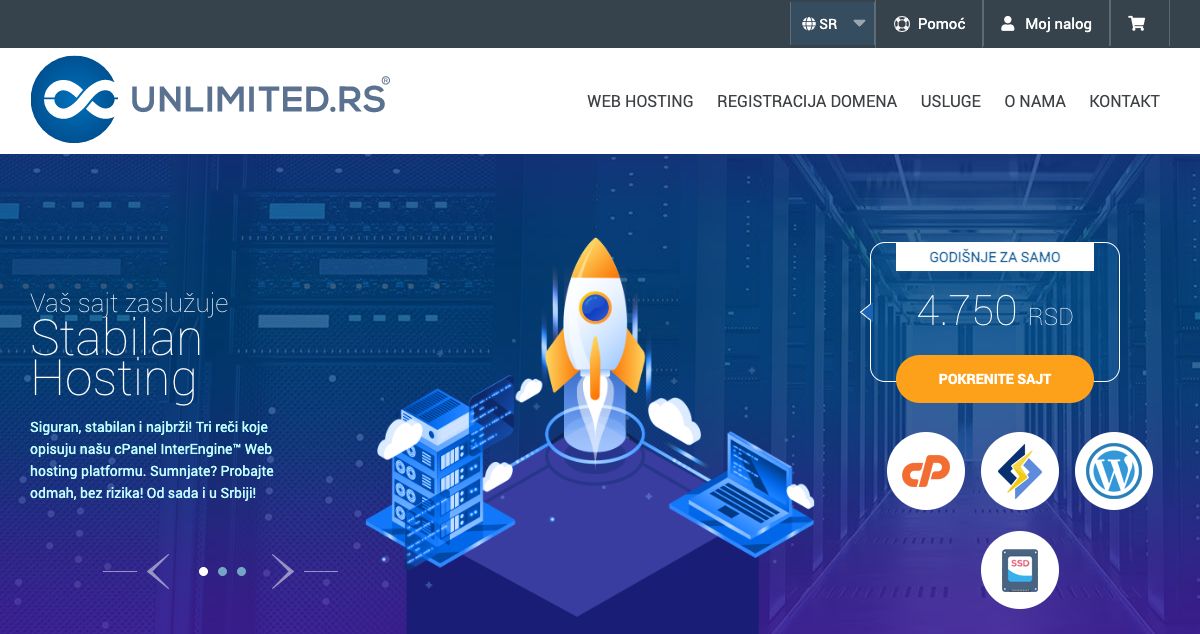 Homepage of UNLIMITED.RS hosting