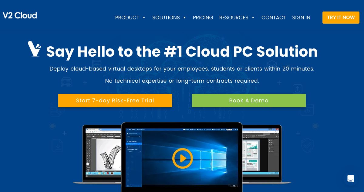 Homepage of V2 Cloud hosting