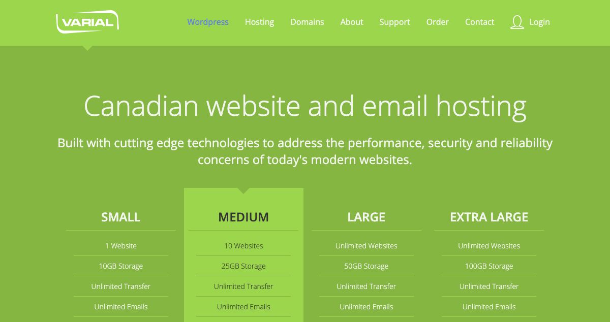 Homepage of Varial Hosting hosting