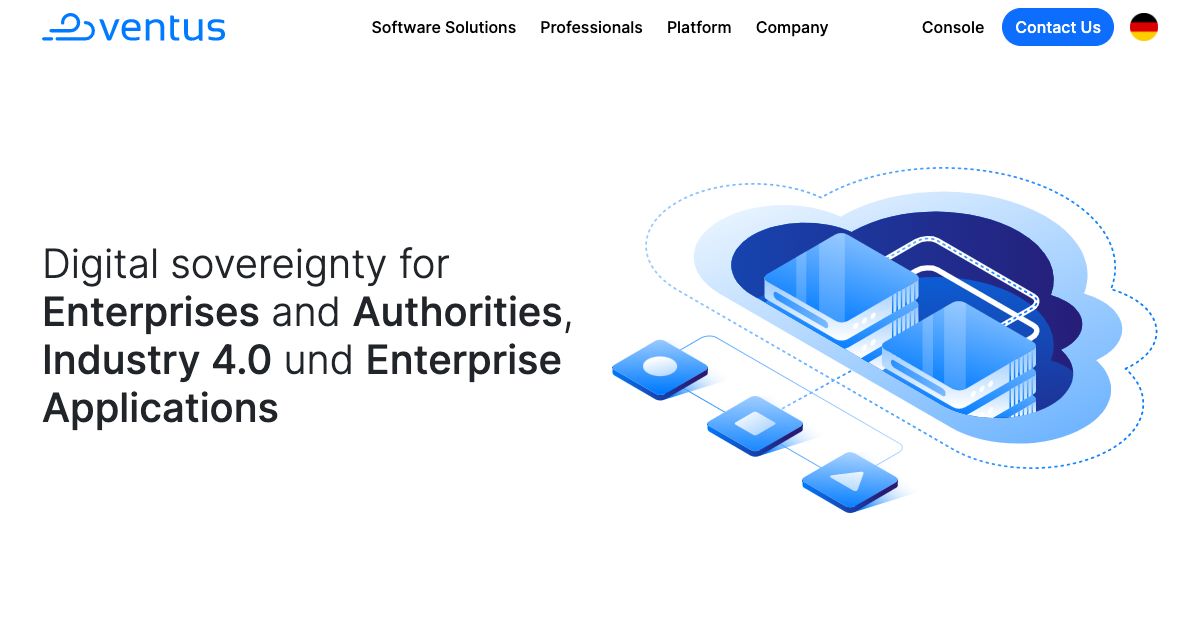 Homepage of Ventus Cloud AG hosting