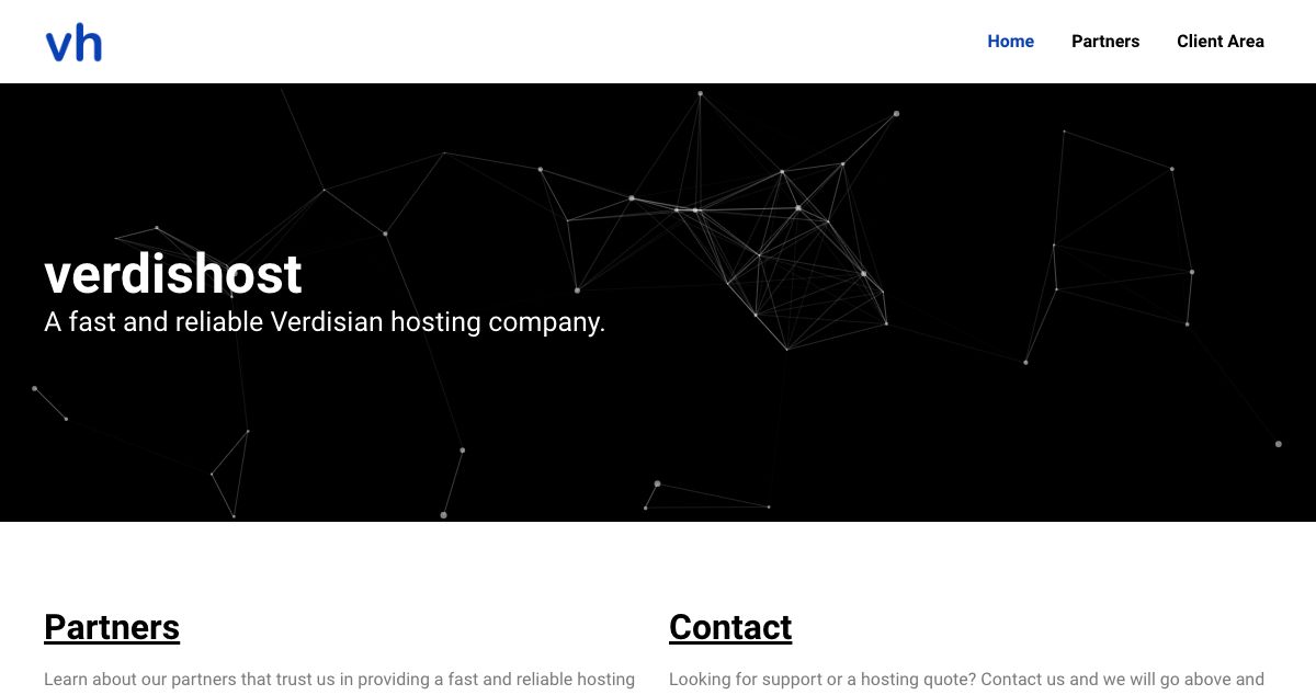 Homepage of VerdisHost hosting