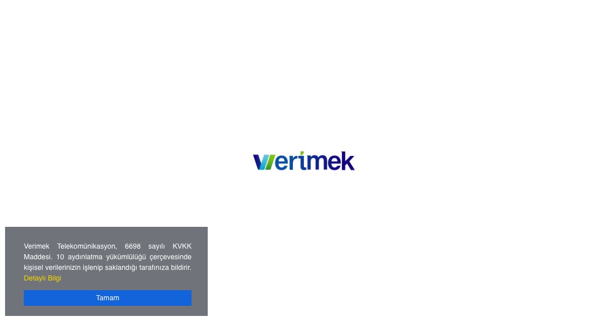 Homepage of Verimek Telekomünikasyon hosting