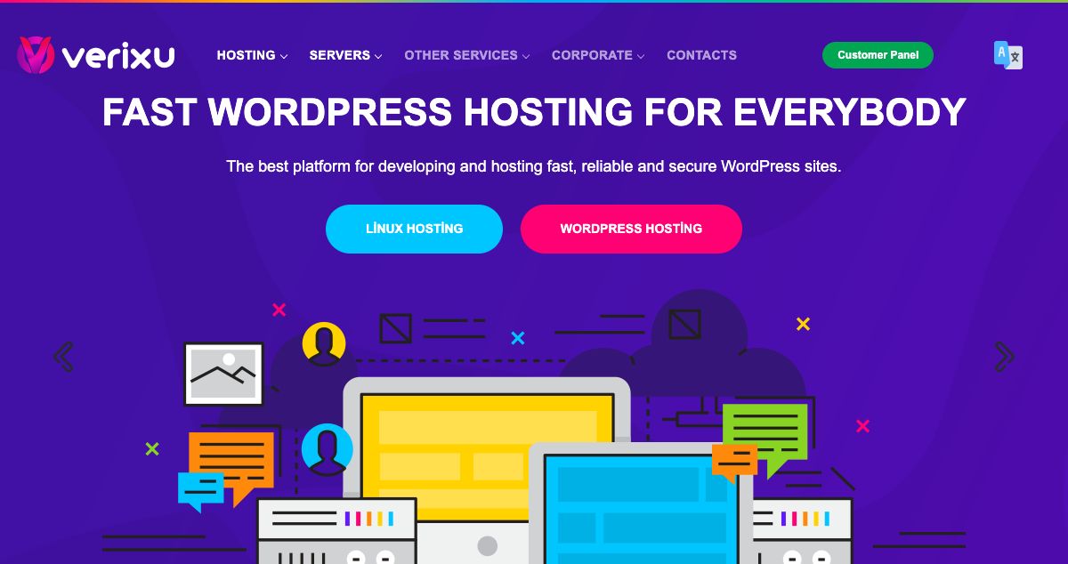 Homepage of Verixu hosting