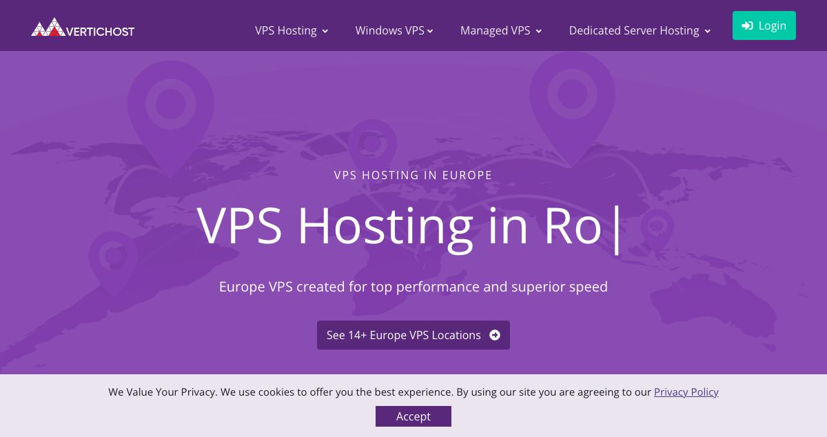 Homepage of VerticHost hosting