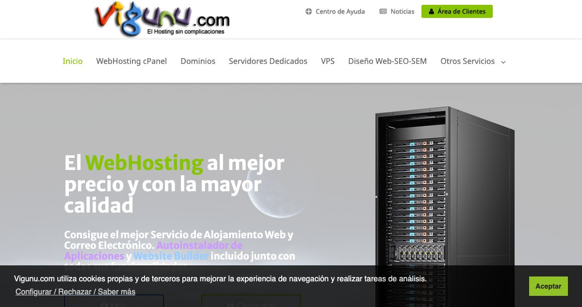 Homepage of Vigunu hosting