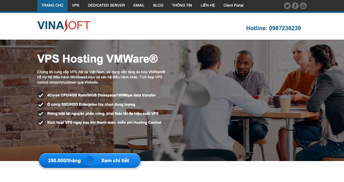 Homepage of VINASoft hosting