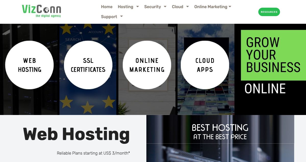 Homepage of VizConn hosting