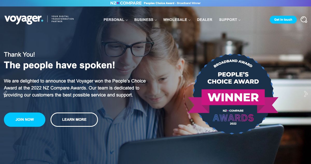 Homepage of Voyager hosting