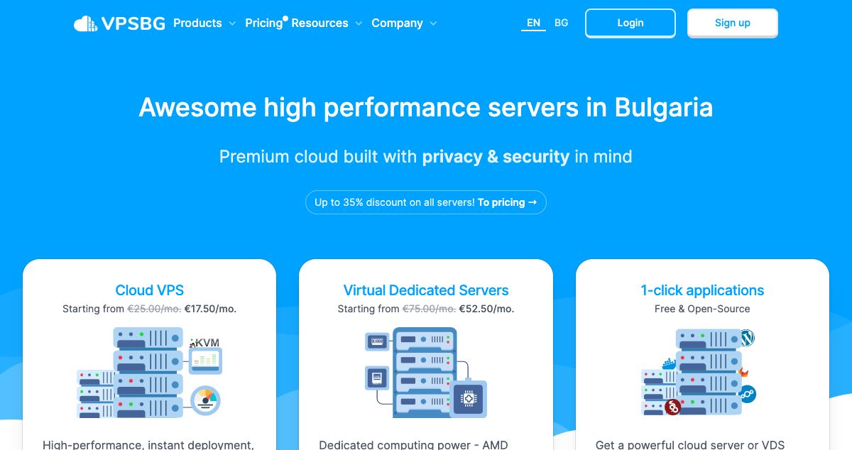 Homepage of VPSBG.eu hosting