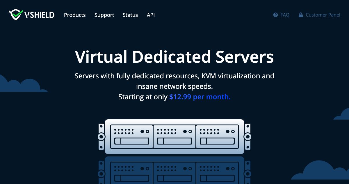 Homepage of vShield hosting