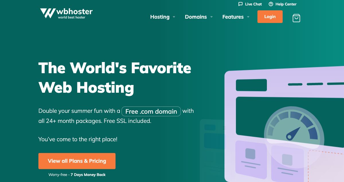 Homepage of Wbhoster hosting